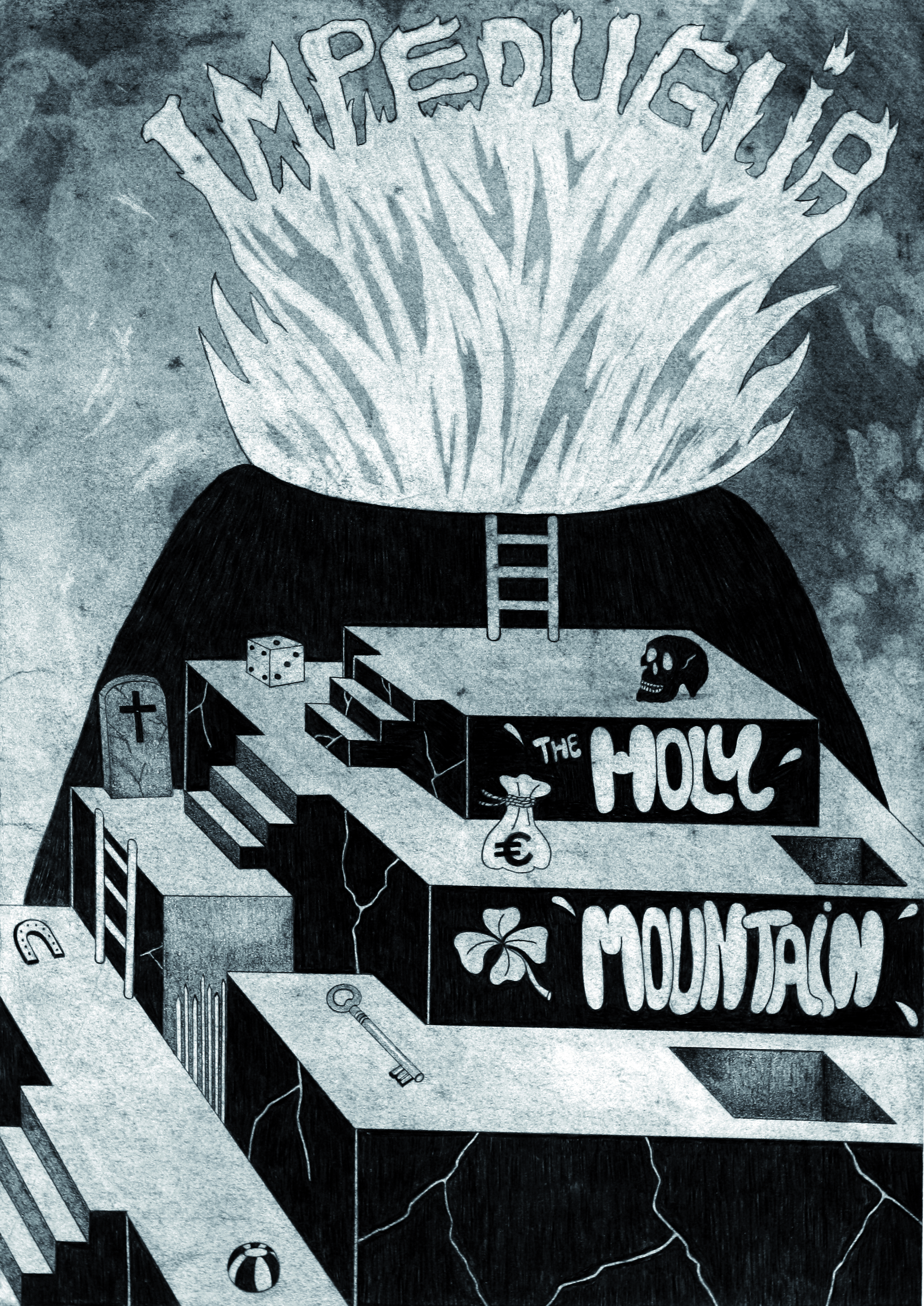 The holy mountain, fusain et mine de plomb, 52 x 39 cm, 2014