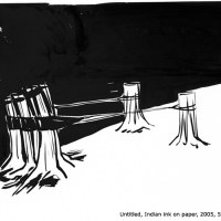 Sans titre, indian ink on paper, 50 x 65 cm