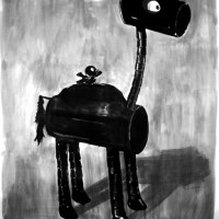 Sans titre, indian ink on paper, 260 x 200 cm, 2005