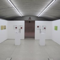 Vue de l'exposition, à gauche: Sophie Whettnall, Jean-Marc Bustamante