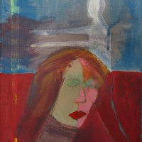 Les yeux fermés  ou la rêveuse et le somnanbule, huile sur toile, 18 x 24 cm