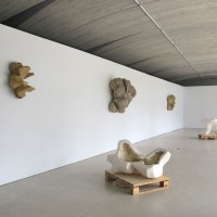 Trois bas-reliefs en mastic-carosserie de 2003 où j’abandonnais la couleur pour laisser parler le jeu des textures et des plans découpés