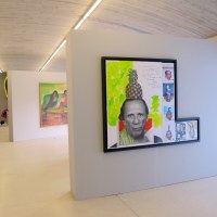 Jacques Lizène, Sculpture génétique, 1971, remake 1997, Photographies plastifiées rehaussées de peinture acrylique et encre synthétique, marouflé sur bois et papier plastifié., 129 x 161,5 x 6,1 cm
