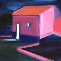 Maison rose, huile sur toile