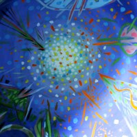 Univers interne, 20 x 20 x 20 cm, bois polychrome,acrylique, 2004