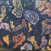 Sans litre, collage papier-huile, 60 x 90 cm, 1969