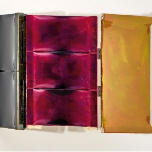 HP 64 41 X red yellow blue purple, 2018 Bois, métal, coton, fibres de carbone, fibres de verre, résine époxy, laque, 64 x 41cm