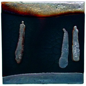 Sans titre, bois calciné, plomb, bitume, 2002