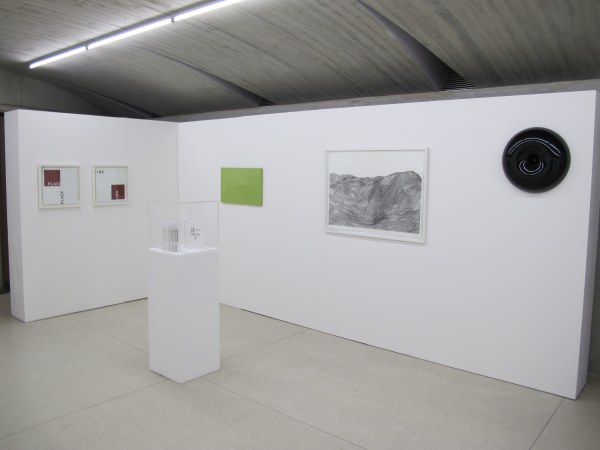 Vue de l'exposition: Peter Downsbrough, Michel Mouffe, Ann Veronica Janssens, Eva Evrard, Hein Fridfinnsson