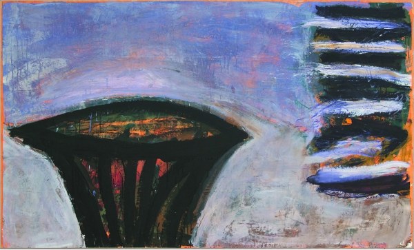 Neige et feu, acrylique, papier marouflé,152 x 252,5 cm